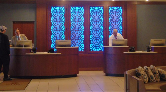 Accessible Hotel check-in counter at a Florida Resort-ADA Accessible Hotel